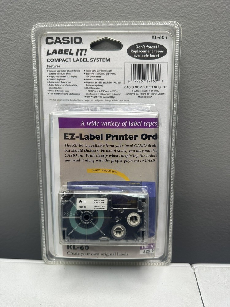 Casio KL-60L Label Maker Thermal Printer New In Box Sealed