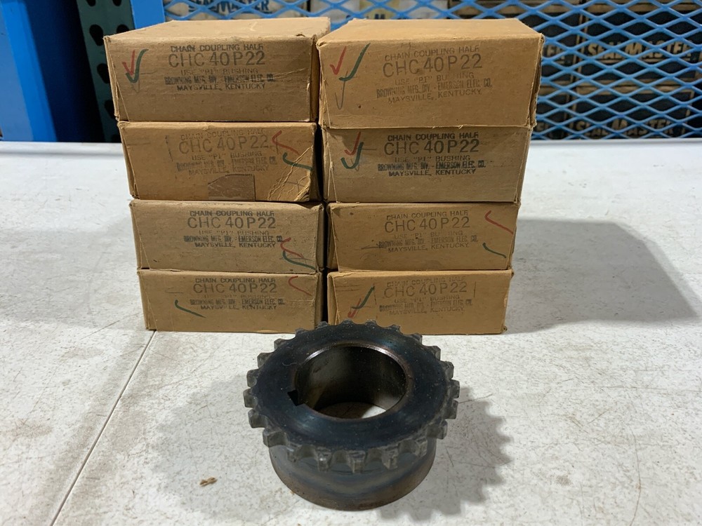 Two (2) Browning CHC40P22 Chain Coupling Sprockets Keyway, NOS