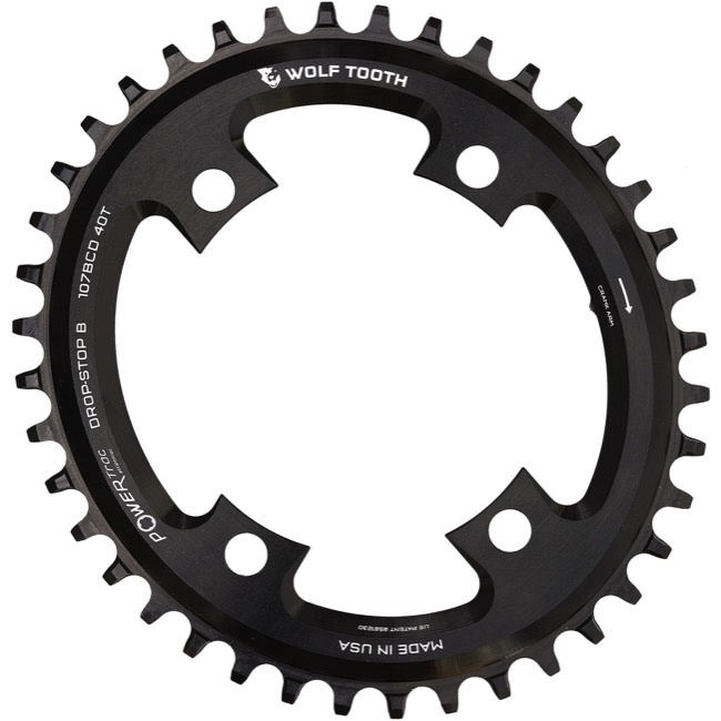 Wolf Tooth Components 107 BCD Elliptical Road Chainring (Flat Top), 38T - Bk