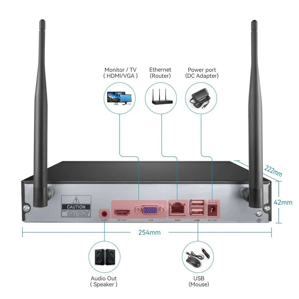3MP Wireless WIFI Security Camera System Audio 10CH NVR CCTV for Home Security