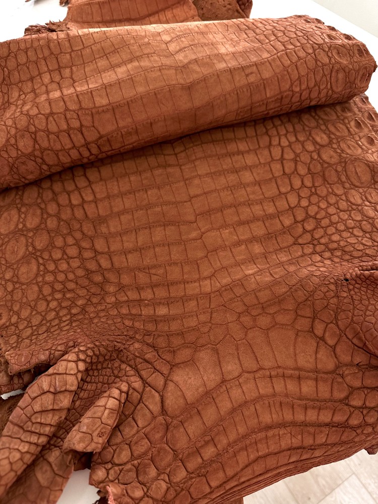 Crocodile Leather Suede Brandy