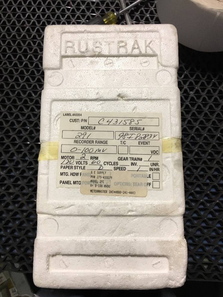 RUSTRAK D.C. SIGNAL CHART RECORDER FOR DC 0-100MV MODEL 291