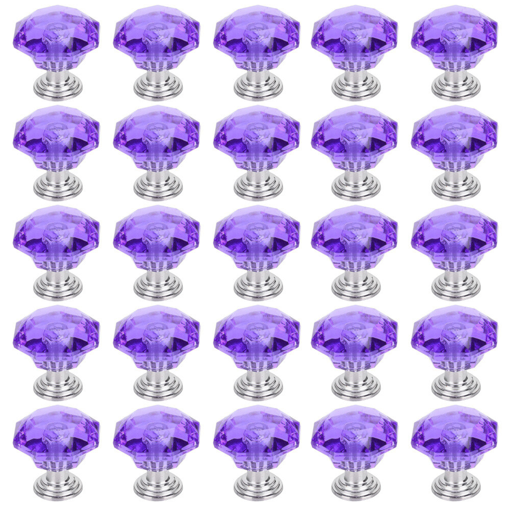 25X Crystal Diamond Dresser Knobs Drawer Pull Handle Cabinet Door Purple US EOB