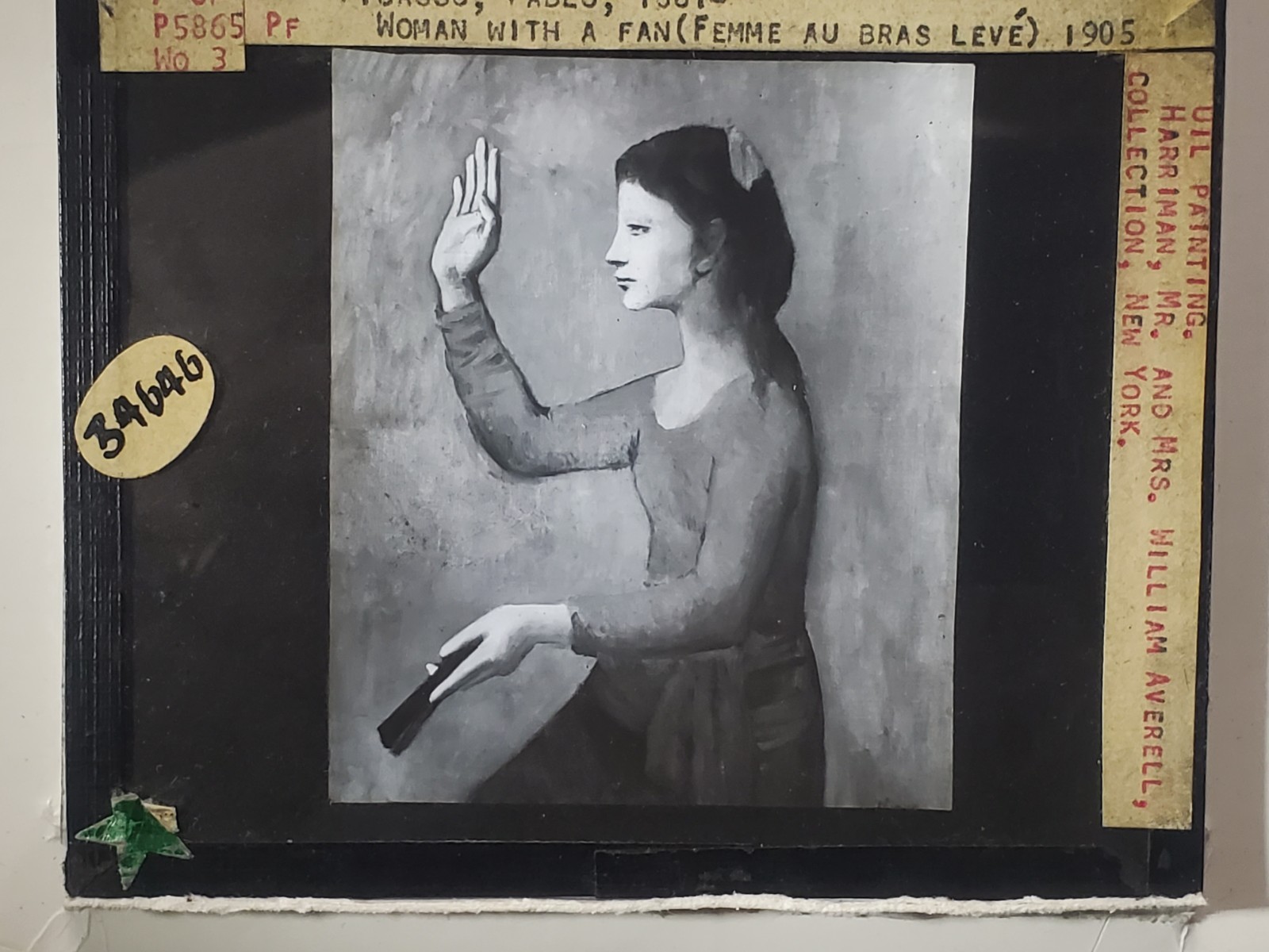 Woman With A Fan, Pablo Picasso, Magic Lantern Glass Slide