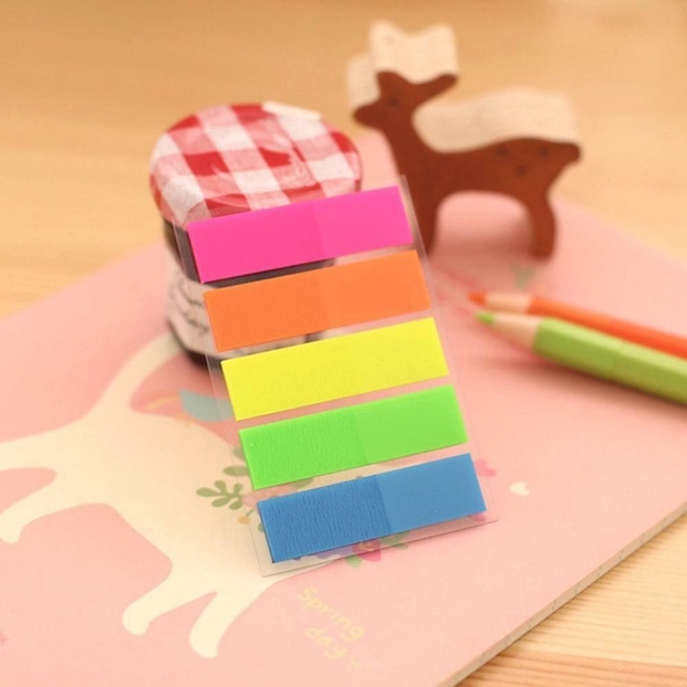 100Pcs Fluorescence Sticky Notes Memo Flags For Bookmark Sticker