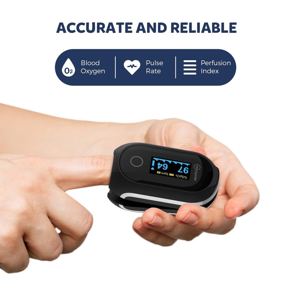 Rechargeable Pulse Oximeter Fingertip - Continuous Blood Oxygen Saturation Mo...