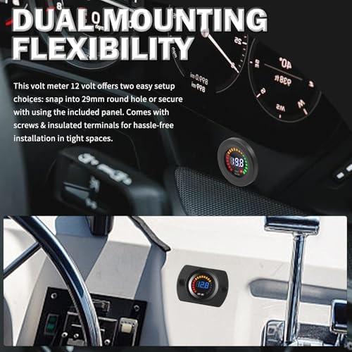 Volt Meter 12 Volt with LED Digital Display Panel,12V DC Battery Voltage Black