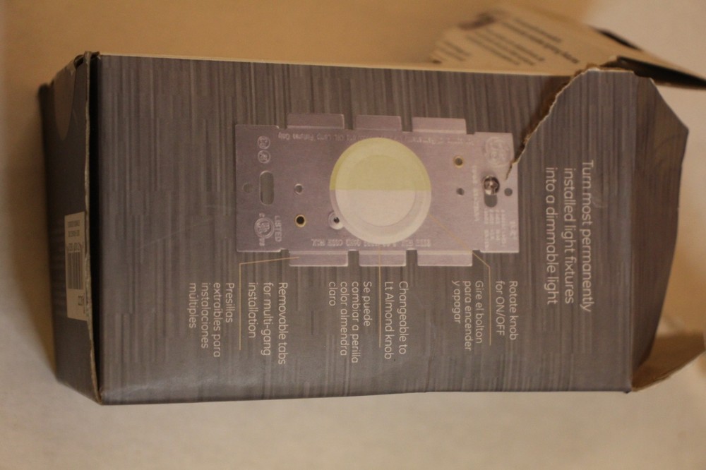 GE Single Pole Dimmer Knobs Rotate on/off, White new open box