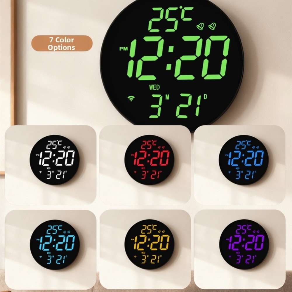 Wireless Synchronization Wall Clock RGB Display Light Sensor and Timers
