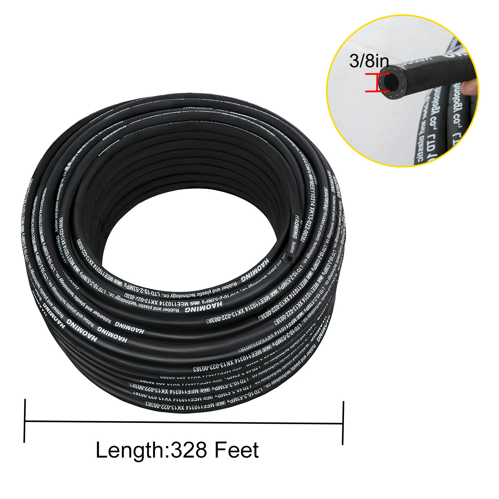 Hydraulic Hose 3/8" Hydraulic Oil Hoses 328 Feet Maximum Pressure 5000 PSI