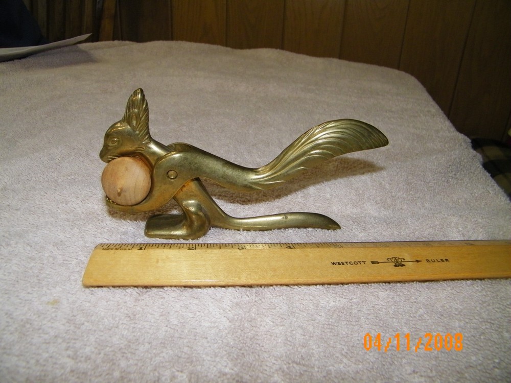 Brass Squirrel Nut Cracker with nut