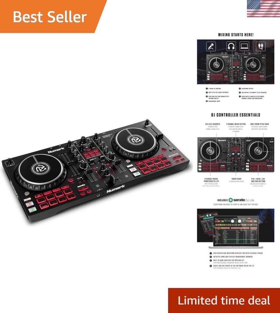 Professional 2 Deck Serato DJ Controller with Built-In Effects & Audio Interface