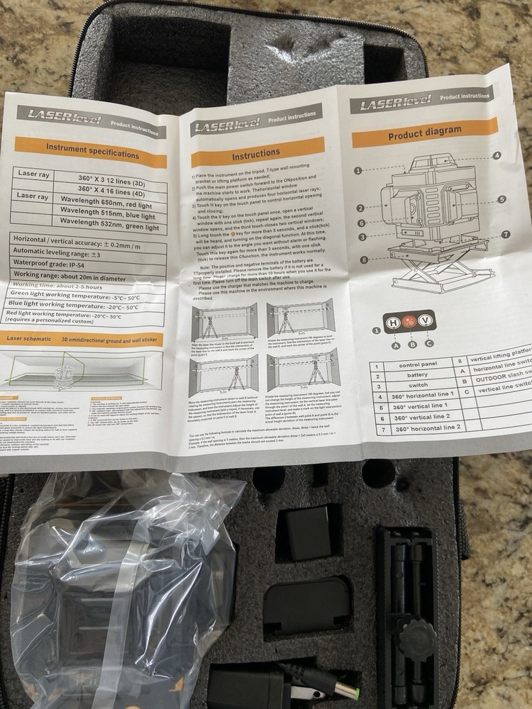 Professional Laser Level Meter Mapping Laser 3D-4D Max Light New!