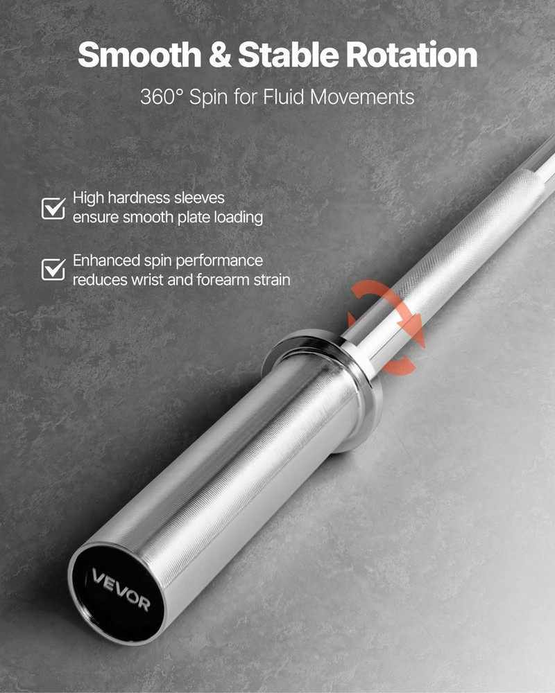 6ft Barbell Bar 500lb Max Load Knurled Chrome Handle Strength Machine