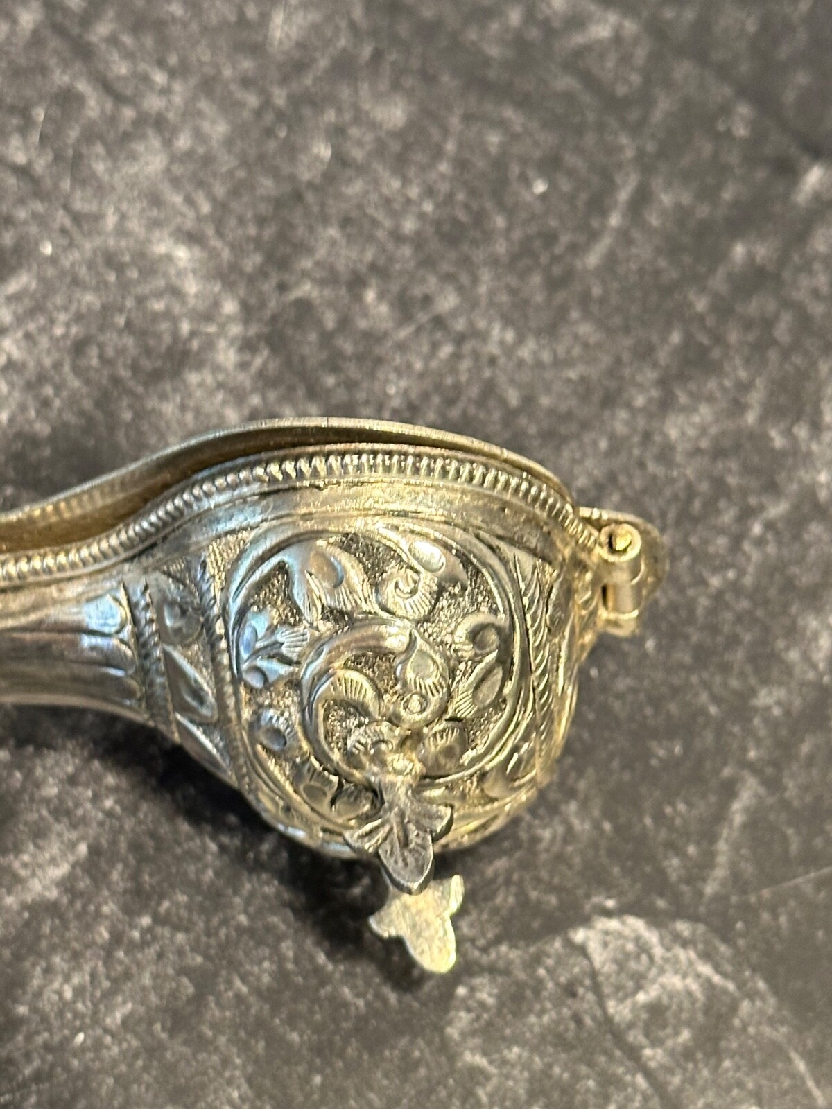 Antique Silver 700 Indian Spice Box /Container Shaped as a Sitar/Stamped