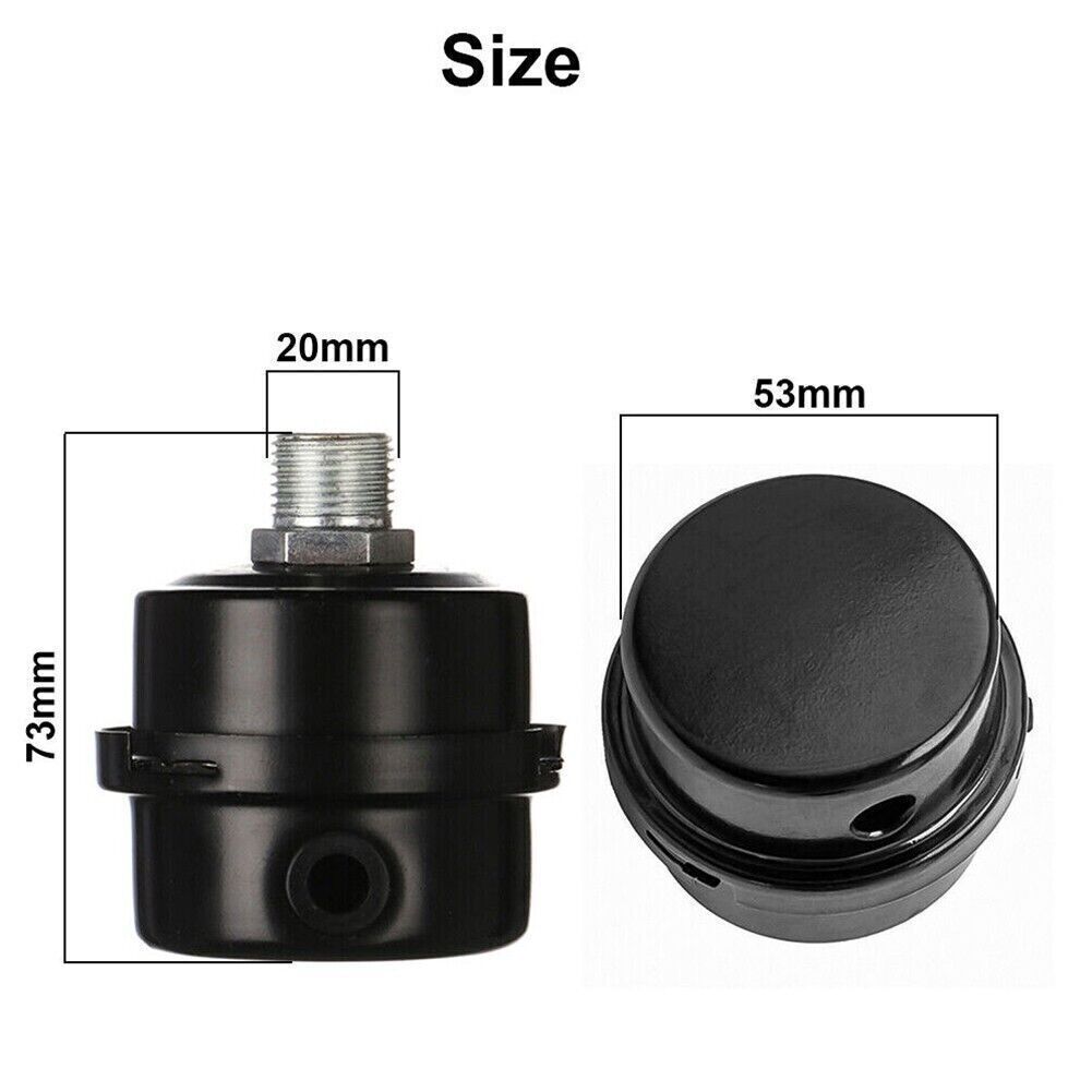2Pcs 20mm 1/2'' Thread Metal Air Compressor Intake Filter Noise Muffler Silencer