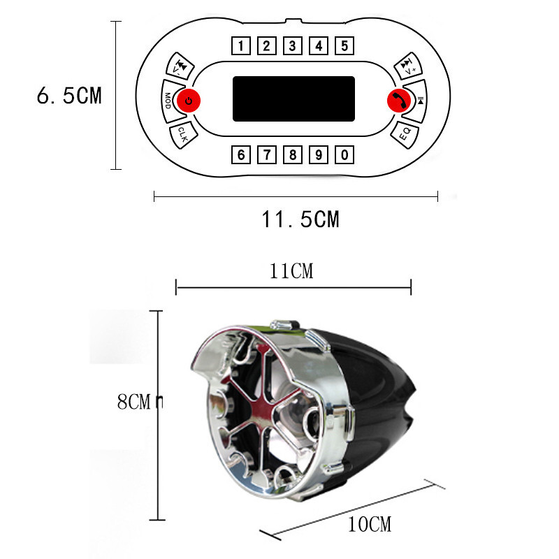 DC12V 30W Motorcycle Wireless Bluetooth Speaker with Display Support TF FM Call
