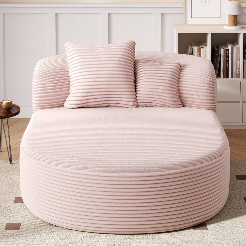 51.6" Sofa Bed Chaise Lounge Sofa Boneless Couch Compression Sofa Couch, Pink