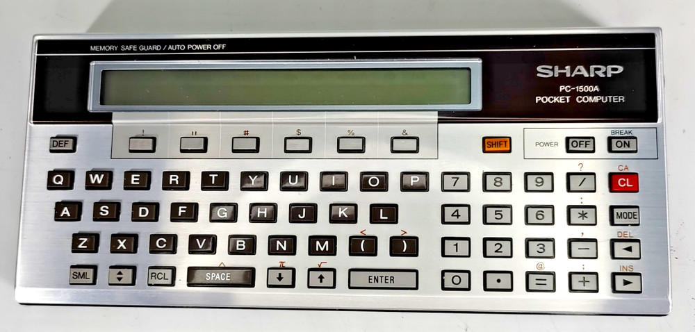 Sharp PC1500A Pocket Computer w/ CE150 Printer/Cassette Interface Turns On CASE