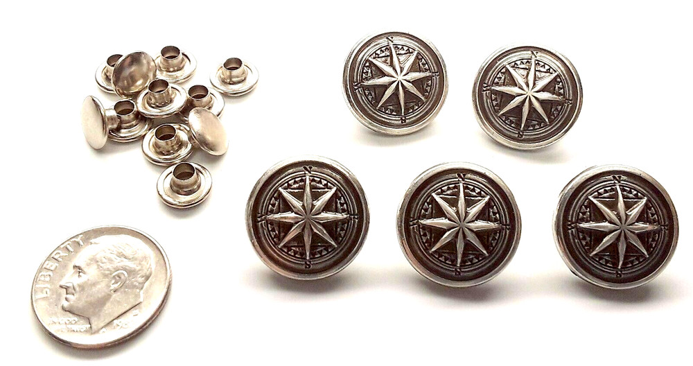Nautical Compass Small Concho / Conchos With Rivetbacks Approx. 5/8" Five Count