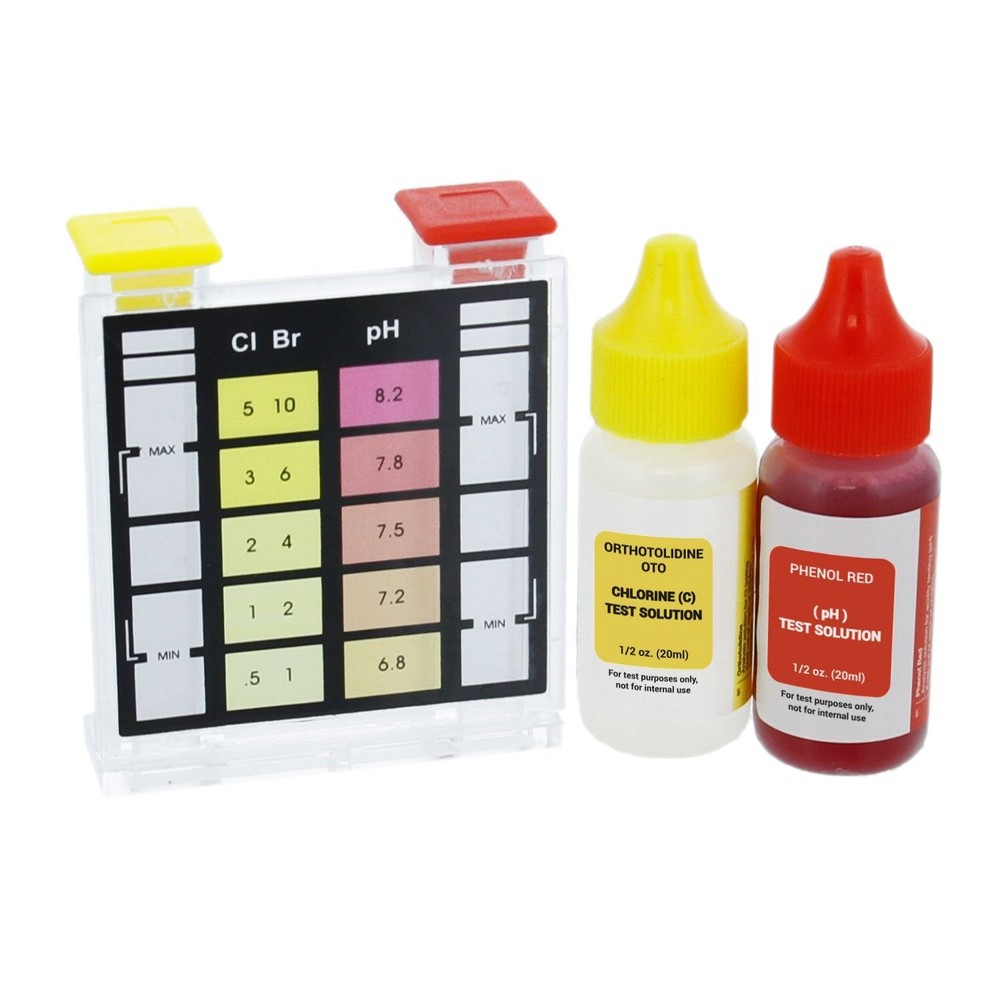Standard 3-Way Pool Spa Kit for pH Chlorine Bromine Water Testing - Compact,...