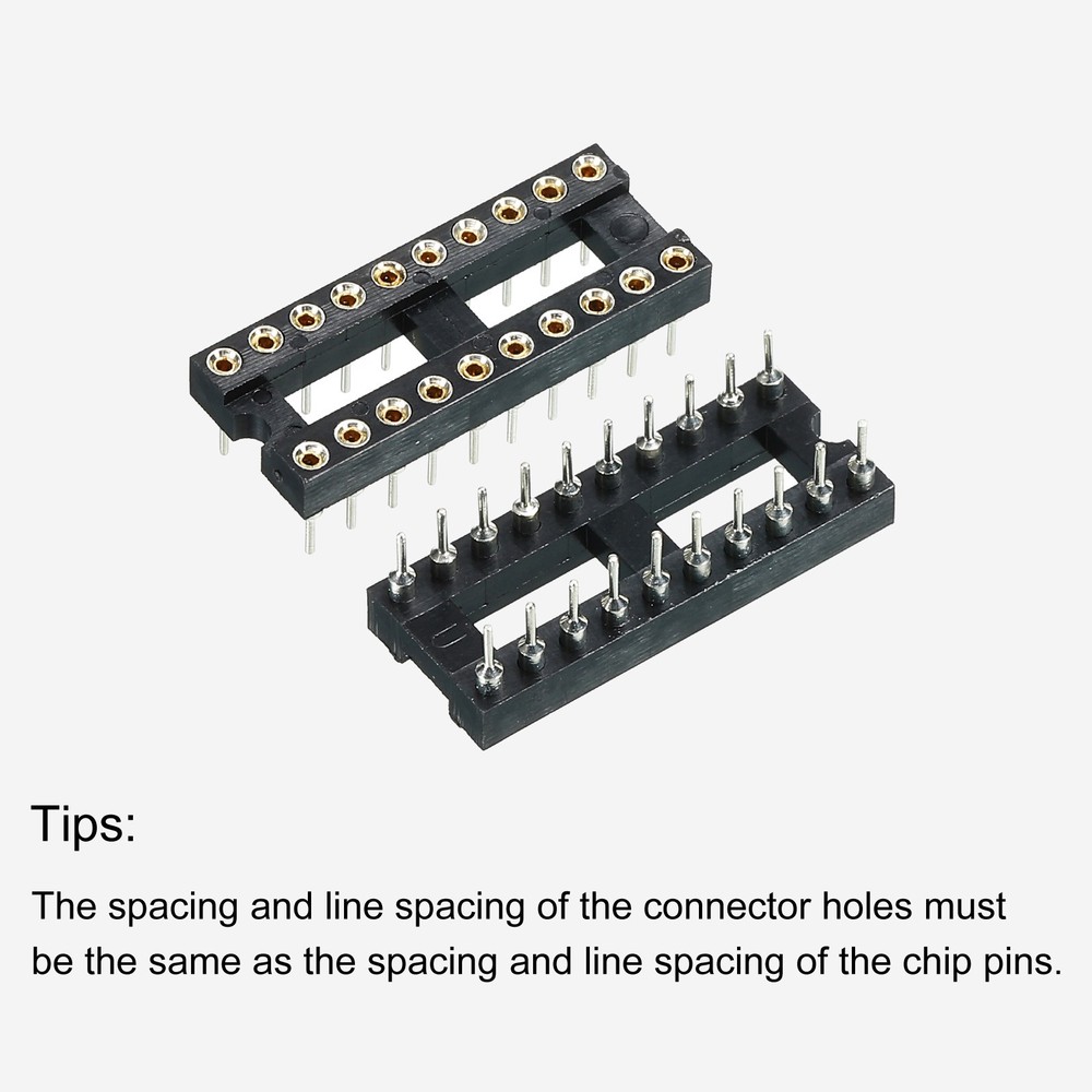 DIP IC Chip Socket Adapter Round Pin 20P 2.54mm Pitch IC Socket, 6 Pack