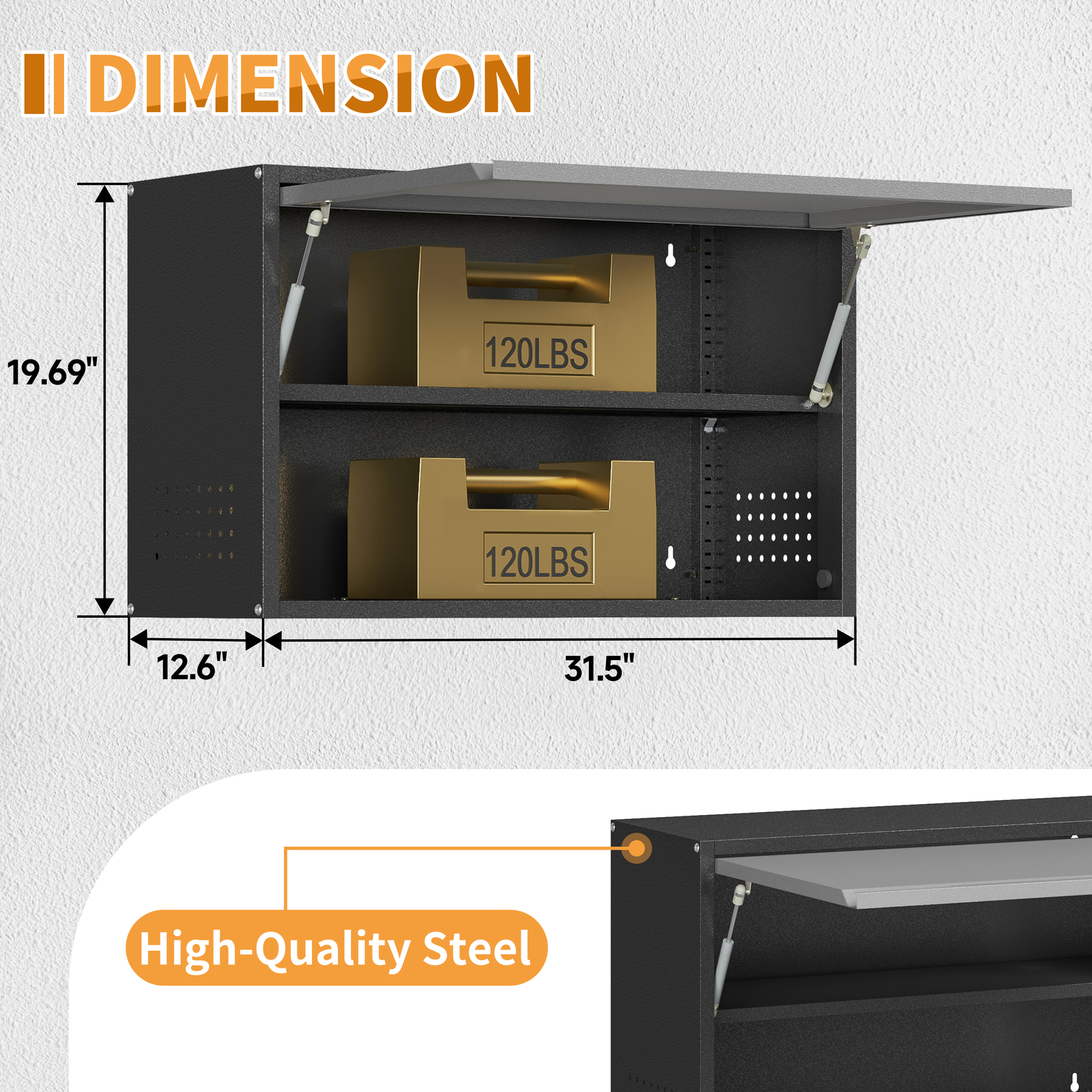 Wall Mounted Metal Storage Cabinet Garage w Adjustable Shelf, Metal Wall Cabinet