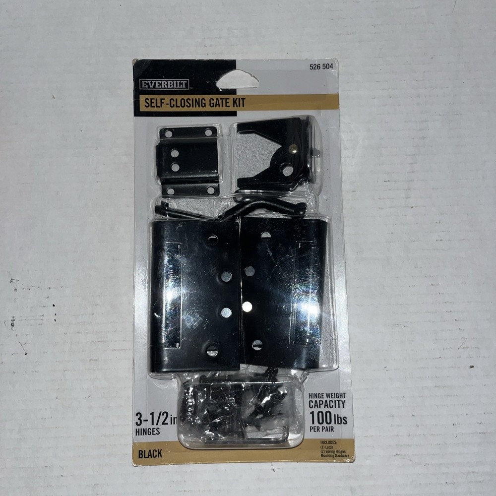 Everbilt Self-Closing Adjustable Gate Door Hinges and Latch Kit w Hardware