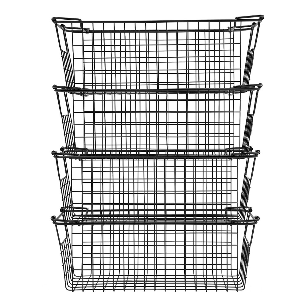 4 Pcs Durable Stackable Storage Baskets for Home Organization