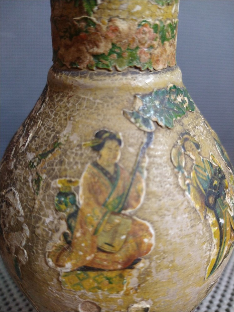 Antique 19th Century Japanese Pattern Decalcomania Vase