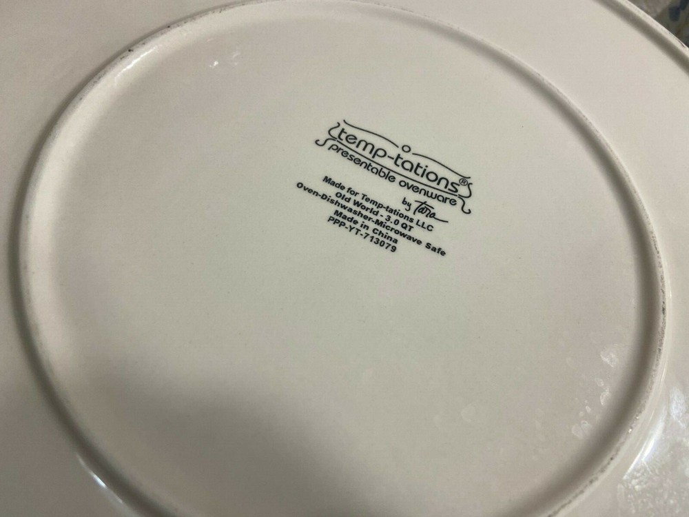 Set 6 Pc Temp-Tations Old World Blue Set Baker Dish Platter Dip Separated Tray