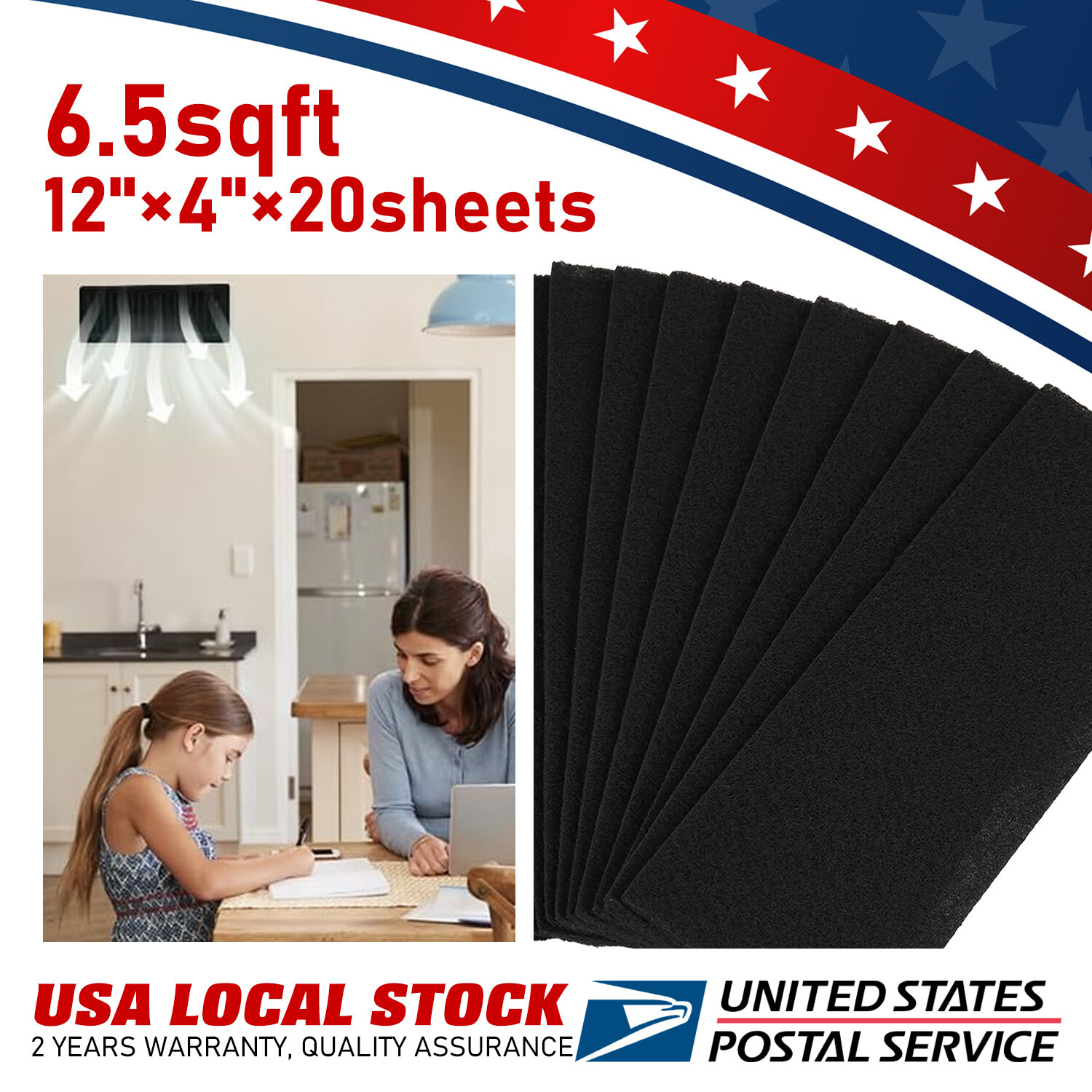 4"X 12"Inch high quality Black Air Carbon Filter Virgin Charcoal for Inline Fan