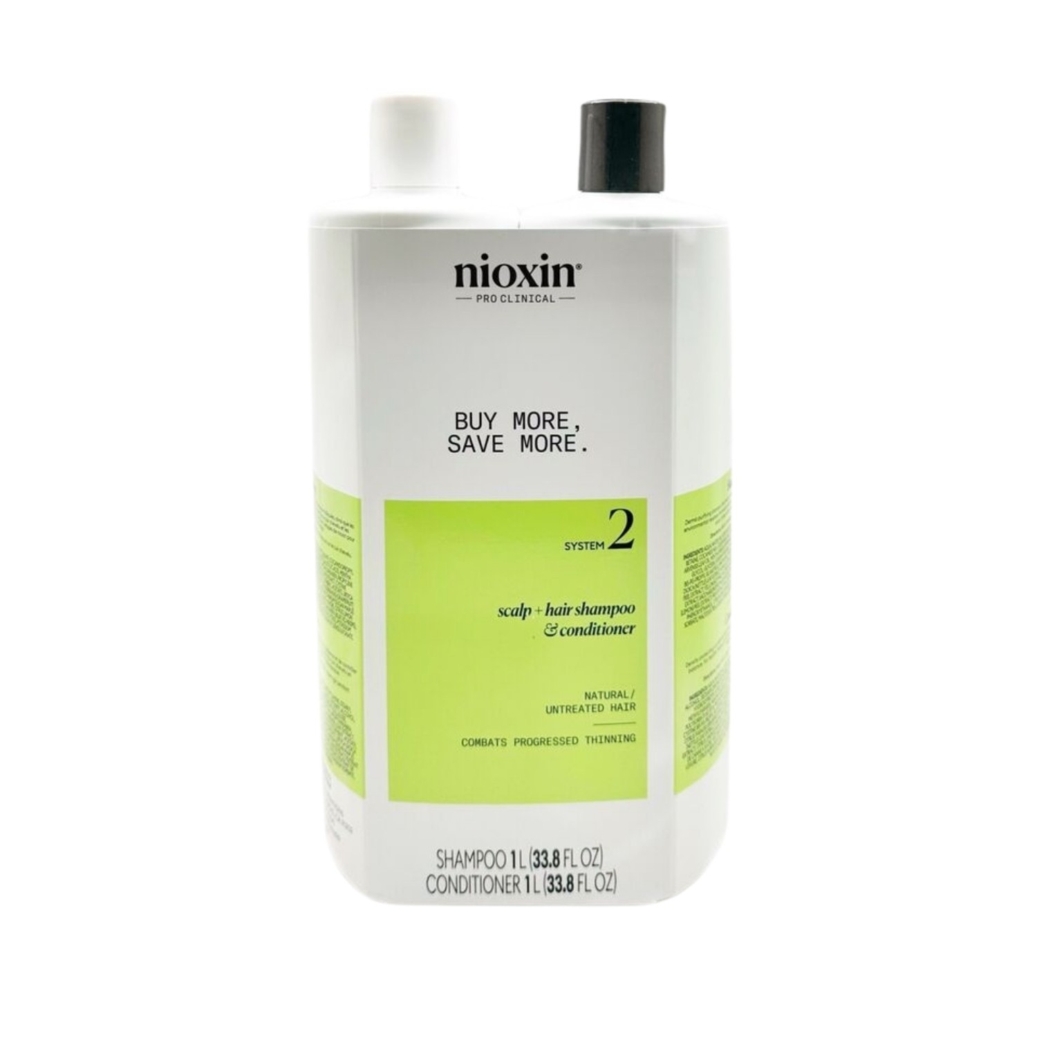 Nioxin System #2, Shampoo AND Conditioner for Natural  Hair Liter Duo, 33.8 oz