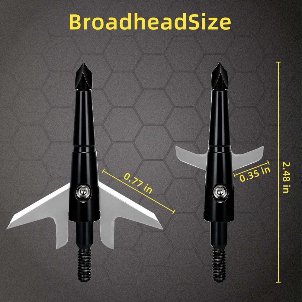 Archery Broadheads 100 Grain Fixed Blades for Traditional Bow and Compound Bow