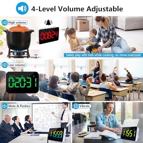 2 Packs Rechargeable Digital Kitchen Timer - RGB Color, Magnetic Countdown Timer