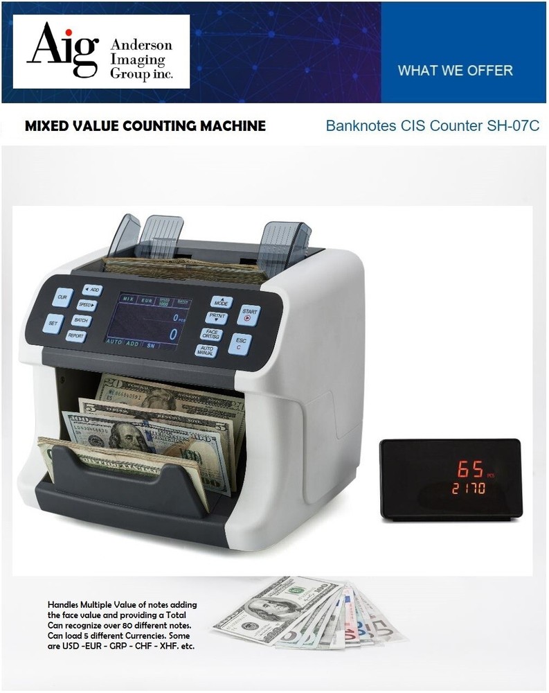 BILL COUNTER MIXED VALUE Counting Machine Mixed Denomination with 2 CIS