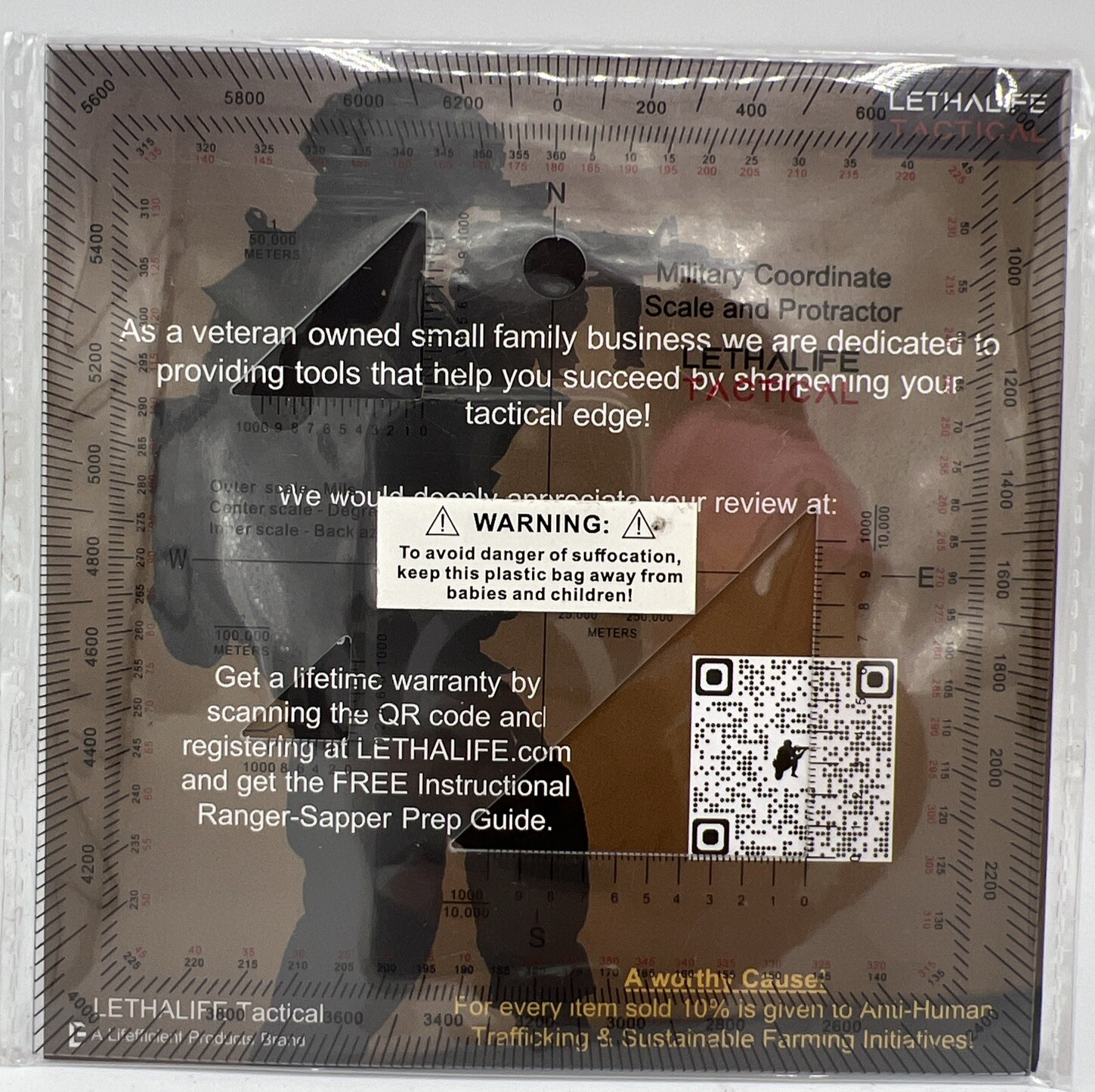 Military Protractor - Perfectly cut for Land Nav Lethalife Tactical