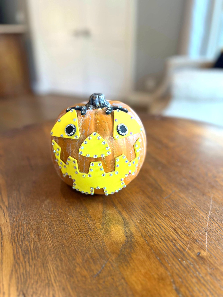 Jack-O-Lantern Orange Craft Pumpkin with Rhinestones