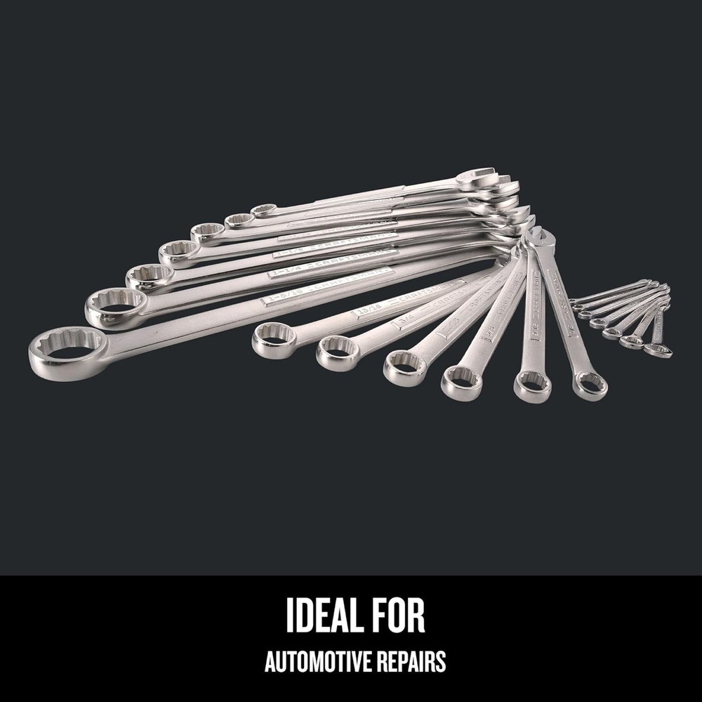 20-Piece SAE Combination Wrench Set – 12-Point Box End, Chrome Finish