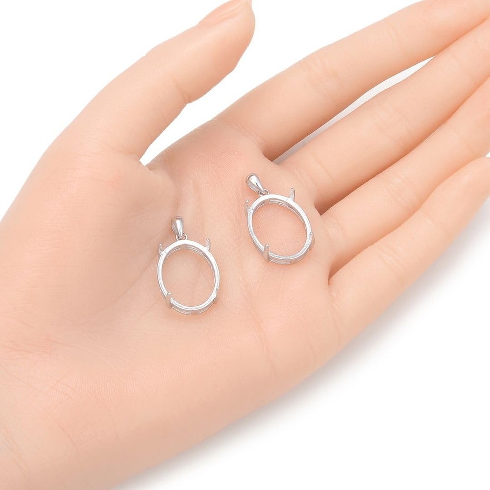 1pc Adabele Authentic 925 Sterling Silver Hypoallergenic Open Back Bezel Blan...