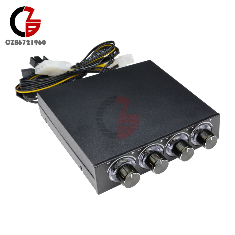 4 Channel Fan Speed Control Controller LED Cooling Front Panel For 3.5" PC CPU