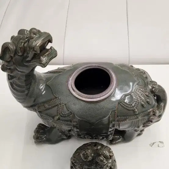 Green Celadon Incense Holder with Intricate Patterns, 30cm