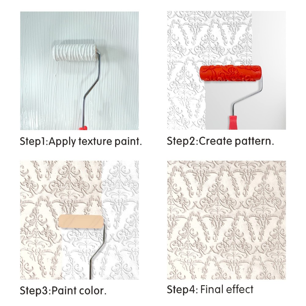 Hanroy 7'' Patterned Paint Roller for Wall Decoration Classic Brick Embossing...