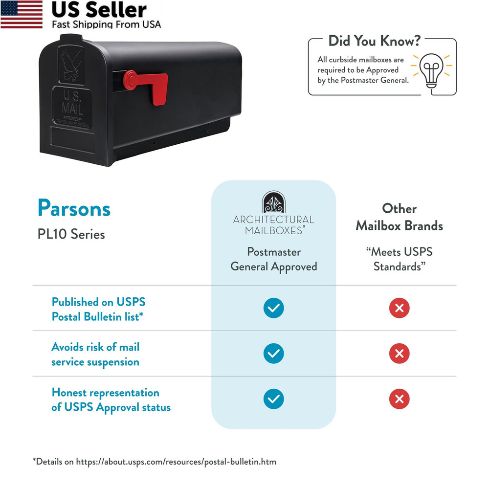 Architectural Mailboxes Parsons™ Rust-Proof Plastic Post Medium, Black