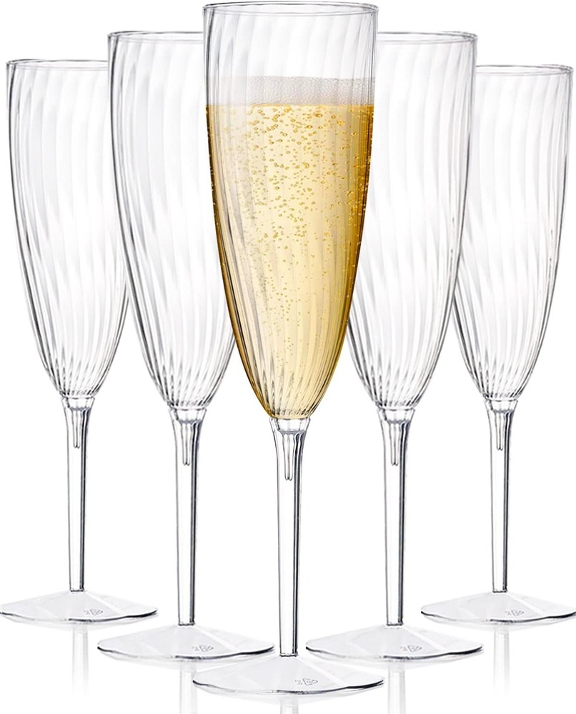 Clear Plastic Chpagne Glasses, Hard Disposable Plastic