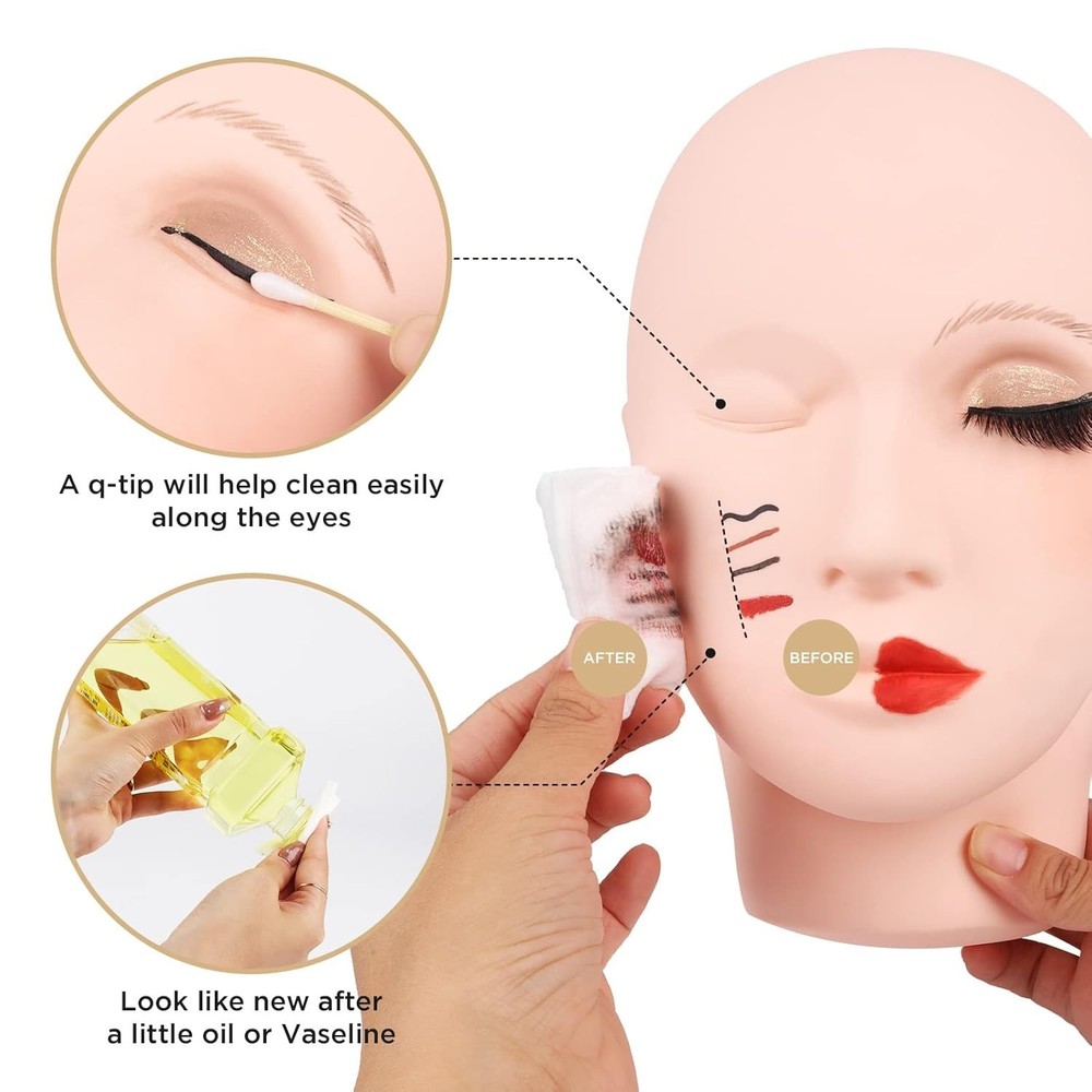 Soft-Touch Rubber Lash Practice Head - Durable & Multi-Use for Makeup Experts