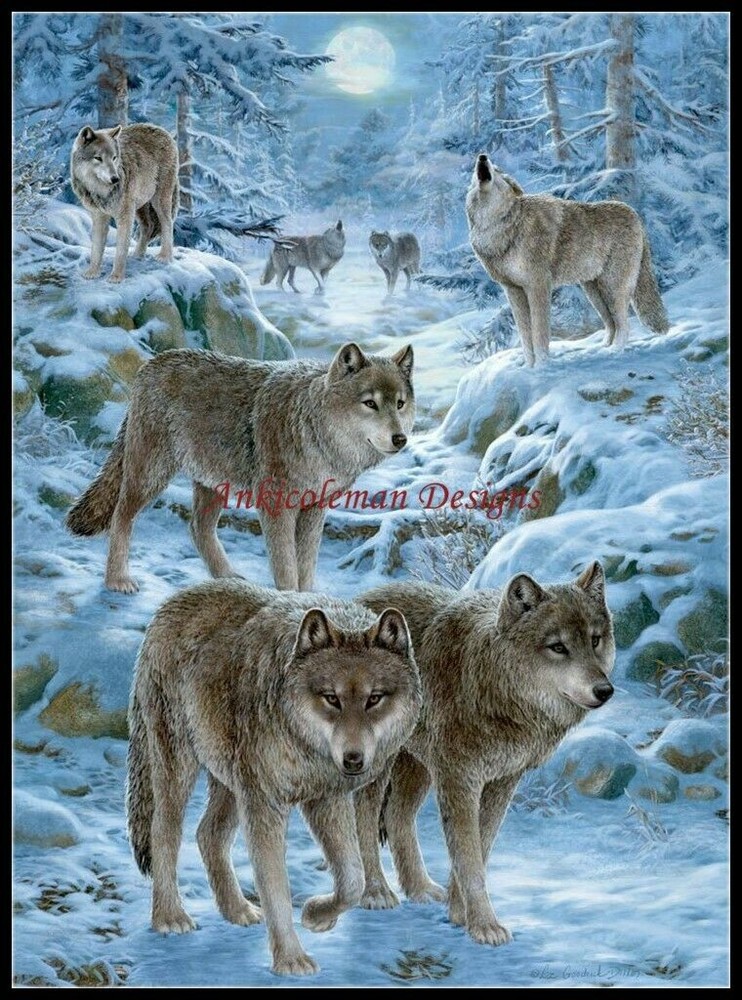 Winter Wolves- Counted Cross Stitch Pattern- Chart Needlework DIY