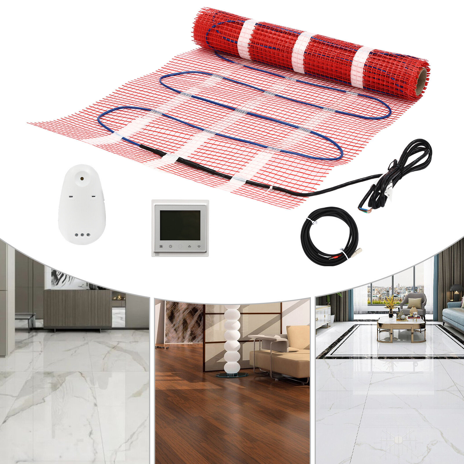 120V Smart Heat Mat Kit Floor Heating System Heating Floor Mat 6.56x1.64ft