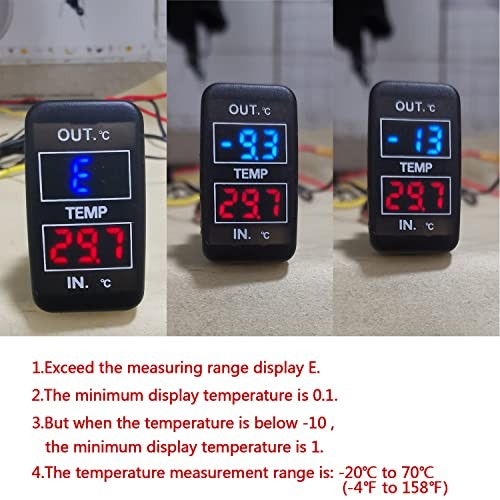 Car Internal and External Temperature Display, Fahrenheit Temperature, Dual