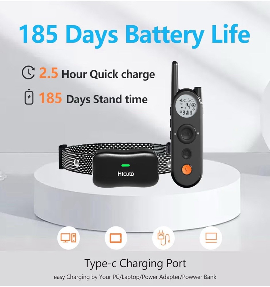 Htcuto Wireless Dog Fence System - 3500ft Range, Remote Training Colla...